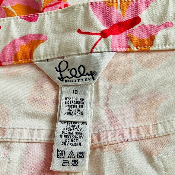 LILLY PULITZER Women’s Butterfly Print White Cropped Cotton Blend Jeans Size 10 - Picture 5 of 5